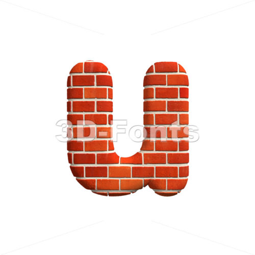 3d Small character U covered in Brick texture