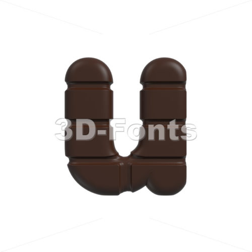 3d Small character U covered in chocolate texture