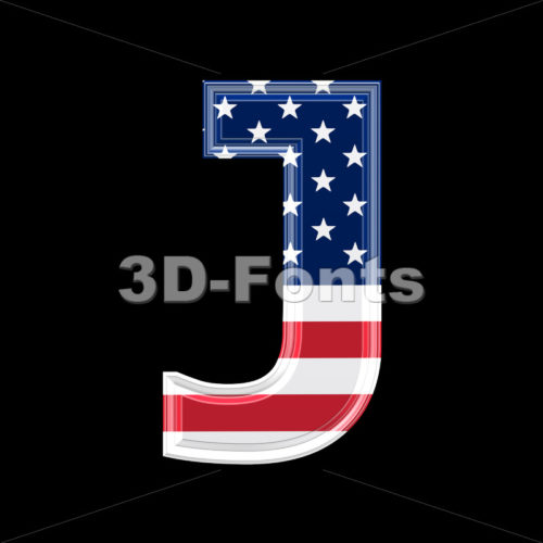 3d Uppercase font J covered in US texture – Capital 3d character