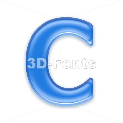 Blue jelly font C in 3D - Gelatine like capital character - transparent letter