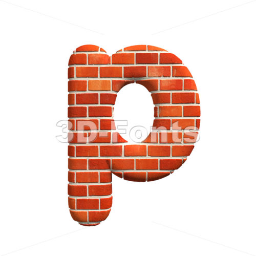 Brick character P – Lowercase 3d font
