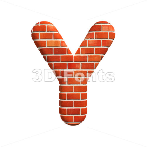 Upper-case Brick wall font Y – Capital 3d character