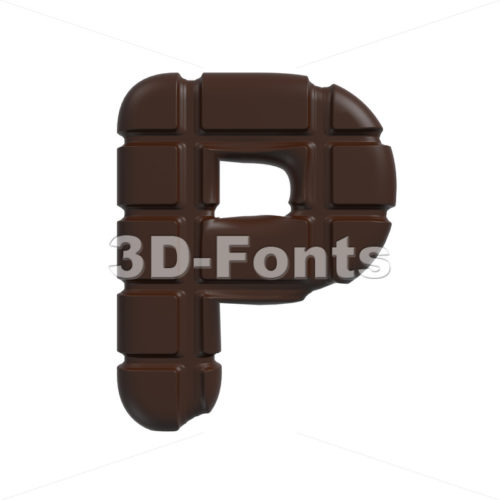 Upper-case chocolate character P – Capital 3d font
