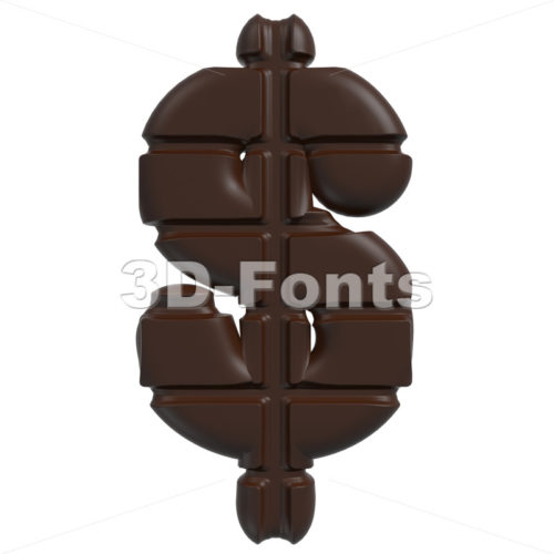 chocolate dollar currency sign – 3d money symbol