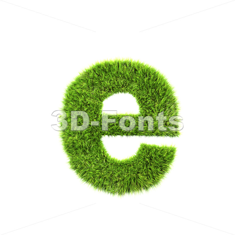 Green Herb 3d Character E Lower Case Letter On White Background