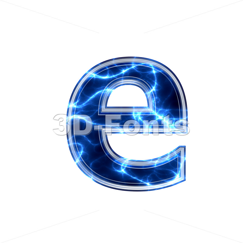 Lightning 3d Character E Lower Case Letter On White Background