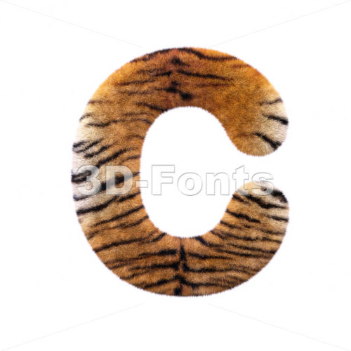 3d tiger fur font C – Capital 3d letter