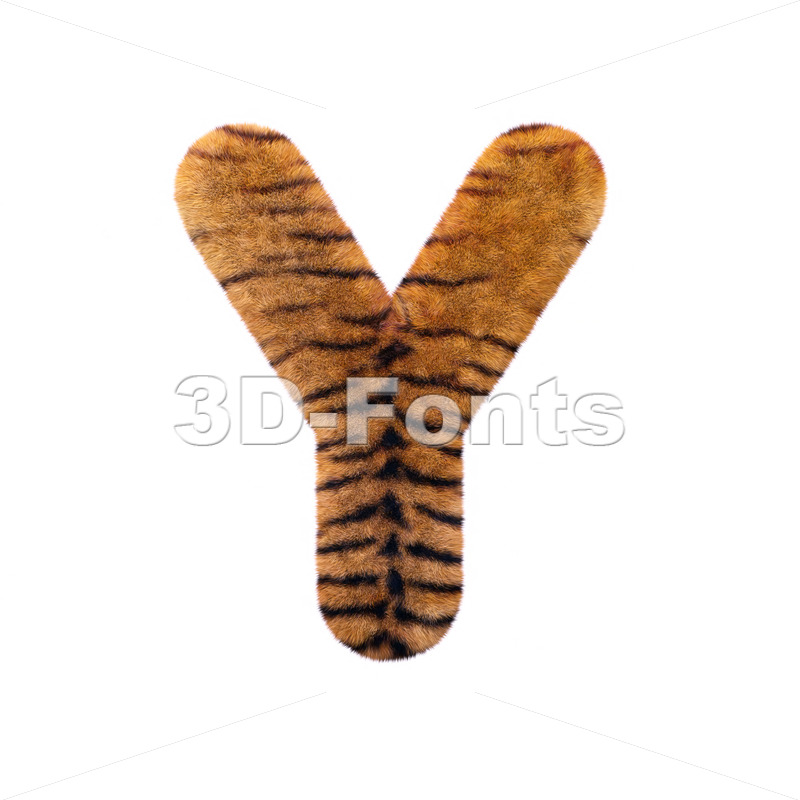 Upper Case Tiger Fur Font Y Capital Character On White Background