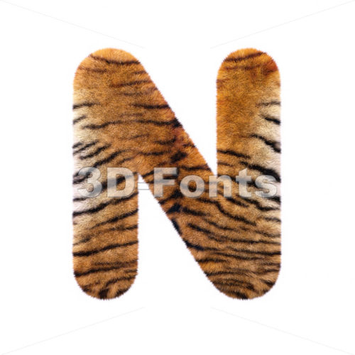 tiger coat font N – Capital 3d letter