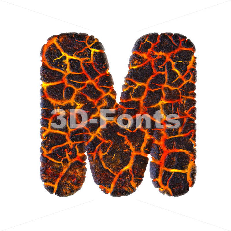 Aan boord Vulkaan oase 3d Capital character M covered in magma texture | Upper-case letter