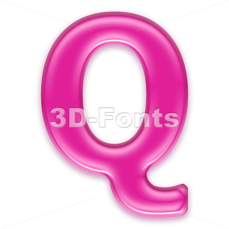 3d Upper-case font Q covered in transparent pink texture | Capital ...