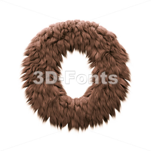 3d Upper-case letter O covered in yeti texture - 3d-fonts