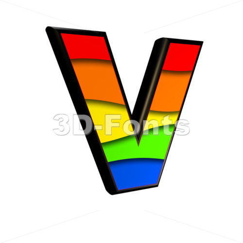 Capital rainbow letter V - Upper-case 3d character - 3d-fonts