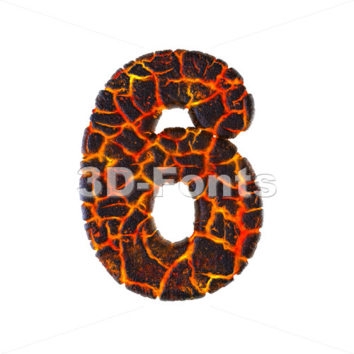 Lava digit 6 - 3d number - 3d-fonts