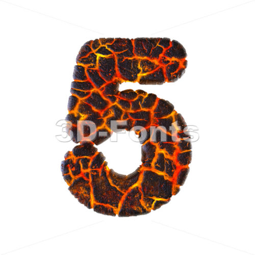 Lava number 5 - 3d digit - 3d-fonts