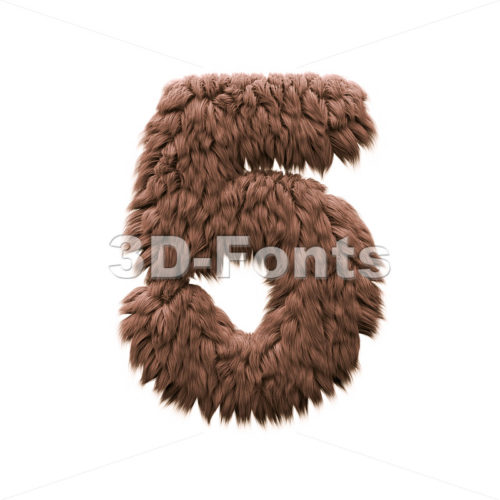 Monster number 5 - 3d digit - 3d-fonts