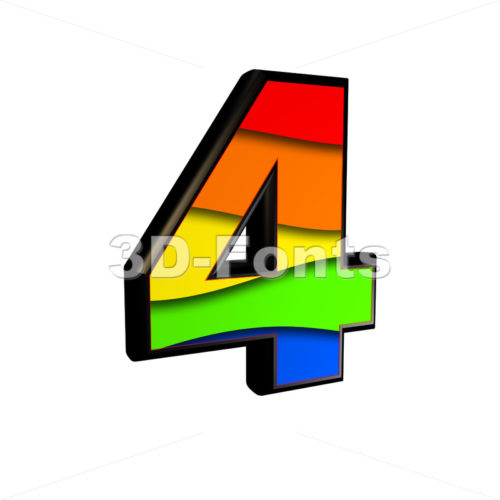 Rainbow digit 4 - 3d number - 3d-fonts
