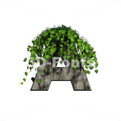 concrete letter A with ivy - Capital 3d character - 3d-fonts