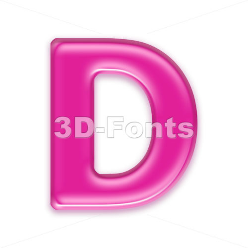 transparent pink font D - Capital 3d character - 3d-fonts