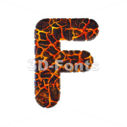 volcano letter F - Upper-case 3d font - 3d-fonts