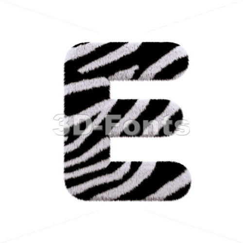 3d Capital character E covered in zebra texture - 3d-fonts