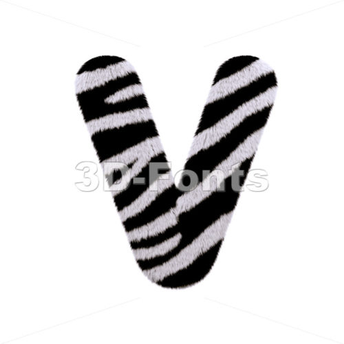 Capital zebra fur letter V - Upper-case 3d character - 3d-fonts