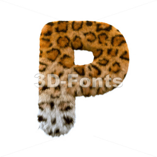 Upper-case leopard coat character P - Capital 3d font - 3d-fonts