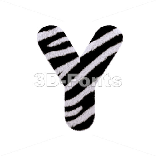 Upper-case zebra fur font Y - Capital 3d character - 3d-fonts