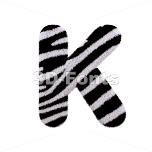 Uppercase zebra fur letter K - Capital 3d font - 3d-fonts