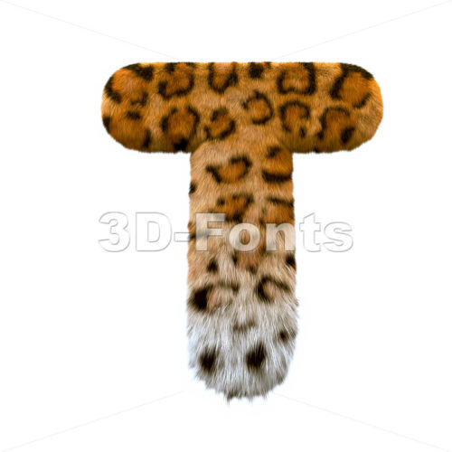 panther character T - Uppercase 3d letter - 3d-fonts