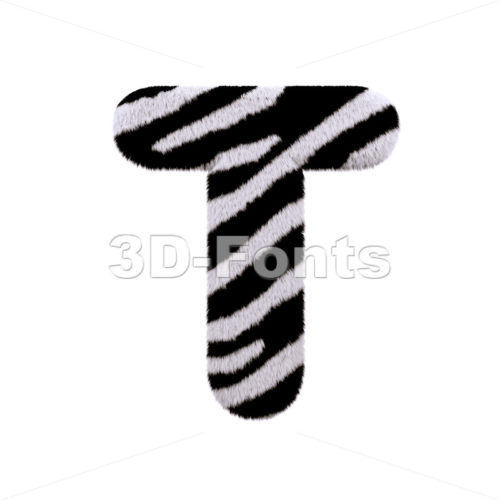 zebra coat character T - Uppercase 3d letter - 3d-fonts