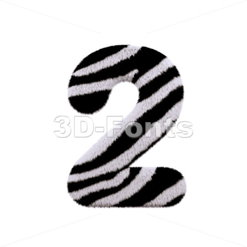 zebra digit 2 - 3d number - 3d-fonts