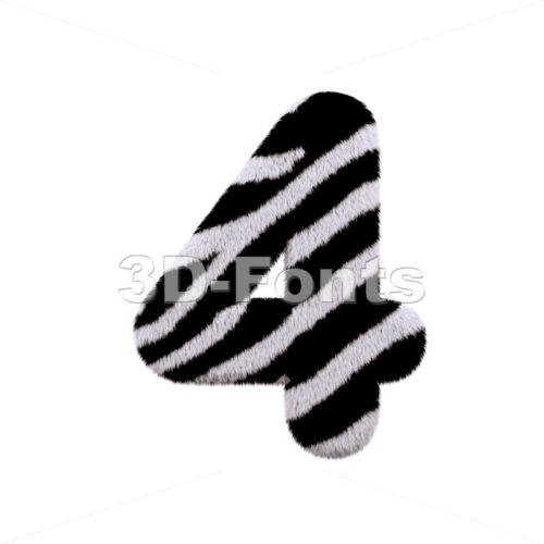 zebra digit 4 - 3d number - 3d-fonts