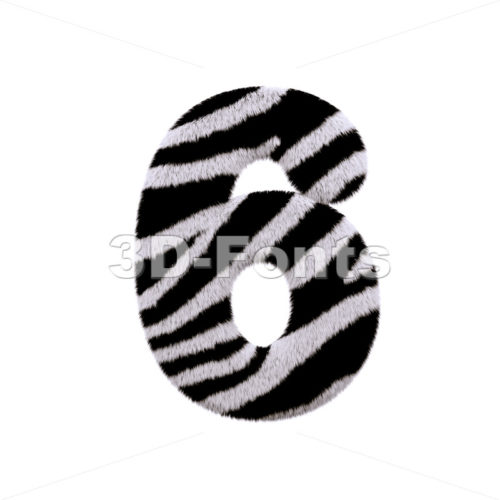 zebra digit 6 - 3d number - 3d-fonts