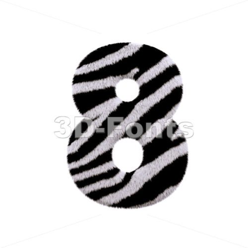 zebra digit 8 - 3d number - 3d-fonts