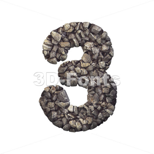 Gravel number 3 - 3d digit - 3d-fonts
