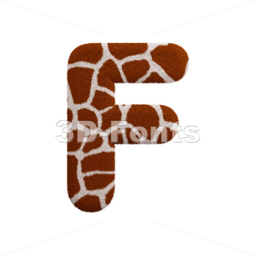 giraffe coat letter F - Upper-case 3d font - 3d-fonts