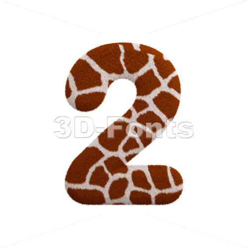 giraffe digit 2 - 3d number - 3d-fonts