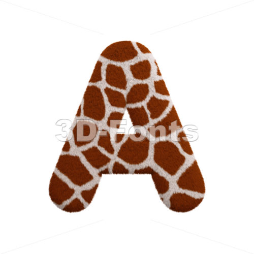 giraffe fur letter A - Capital 3d character - 3d-fonts