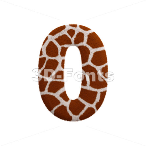 giraffe number 0 - 3d digit - 3d-fonts