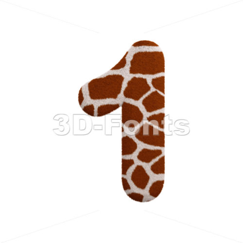 giraffe number 1 - 3d digit - 3d-fonts