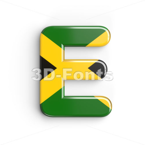 3d Capital character E covered in jamaican flag texture - 3d-fonts