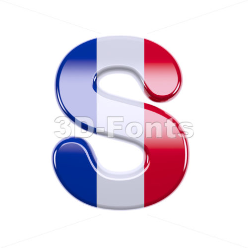 3d Uppercase font S covered in french flag texture - 3d-fonts