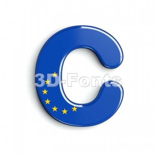 3d eu flag font C - Capital 3d letter - 3d-fonts