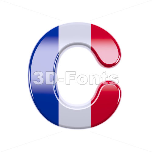 3d french flag font C - Capital 3d letter - 3d-fonts