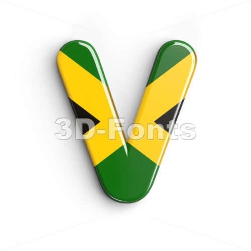 Capital jamaica flag letter V - Upper-case 3d character - 3d-fonts