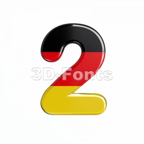 German digit 2 - 3d number - 3d-fonts