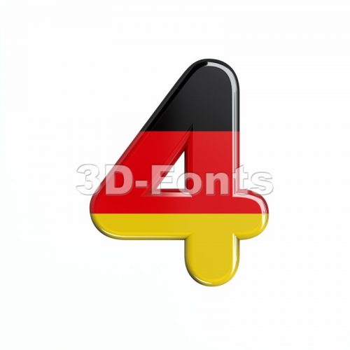 German digit 4 - 3d number - 3d-fonts