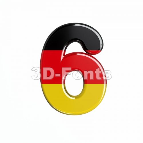 German digit 6 - 3d number - 3d-fonts