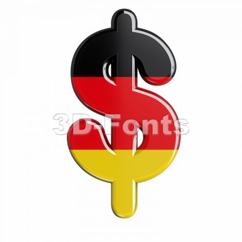 German dollar currency sign - 3d money symbol - 3d-fonts